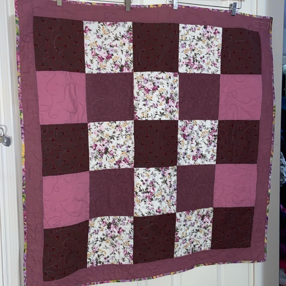 Handmade Quilted Coverlet, Throw or Tablecloth
